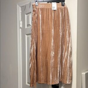 NWT H&M Midi Skirt Velvet Tan/Gold XL